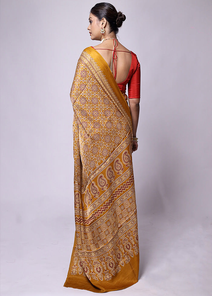 Yellow Pure Modal Silk Saree Without Blouse Piece Pre Order