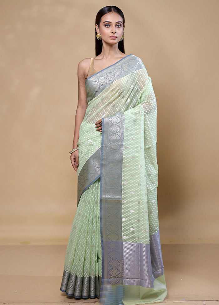 Green Kora Silk Saree With Blouse Piece Discount Shop