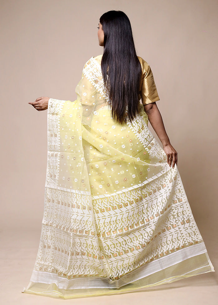 Yellow Pure Tant Jamdani Saree Without Blouse Piece Buy Cheap Pices