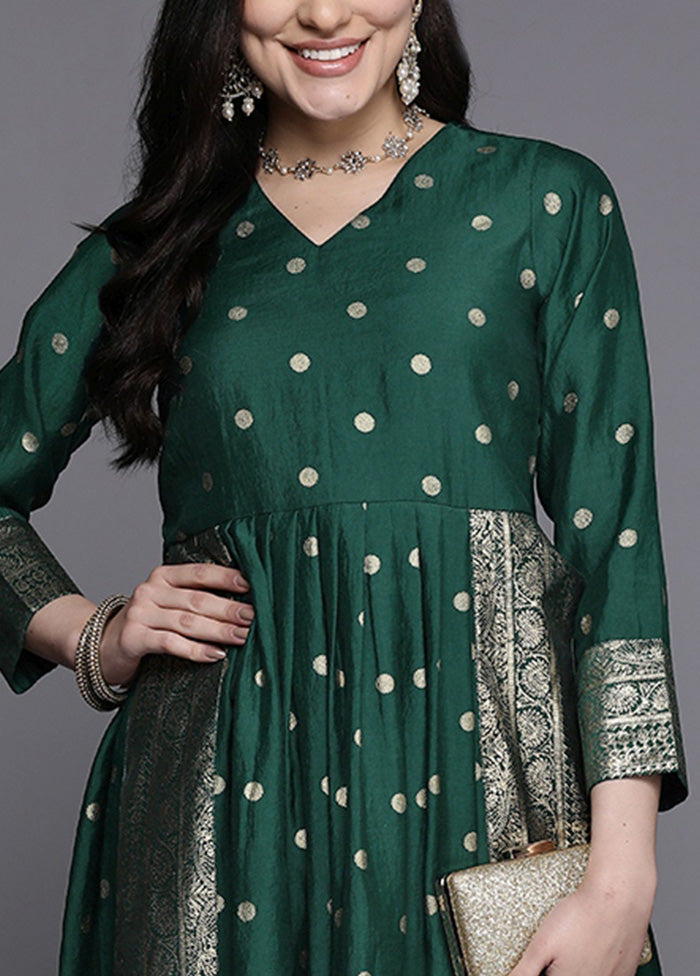 2 Pc Green Readymade Chanderi Kurti Set Outlet 2025 Unisex