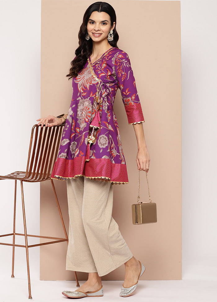 Purple Readymade Silk Tunic Cheap Sale Professional