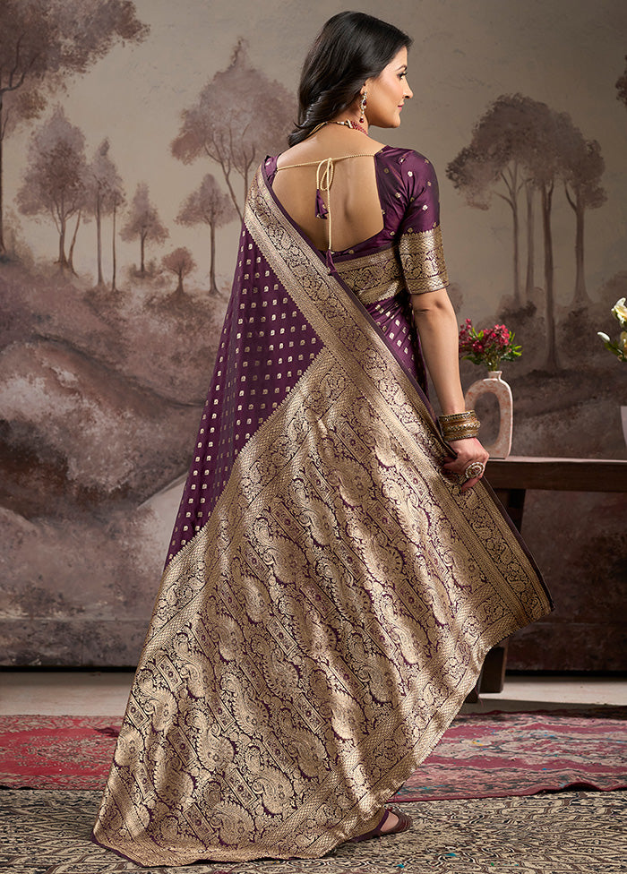 Wine Spun Silk Saree With Blouse Piece Enjoy Online