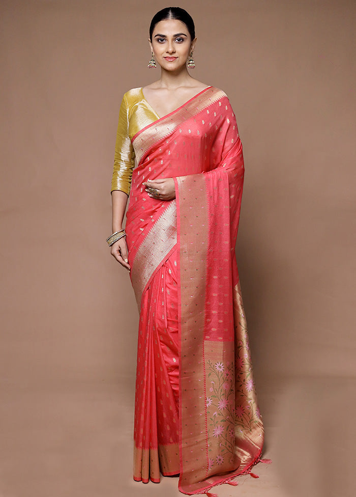 Pink Georgette Saree With Blouse Piece Affordable Online