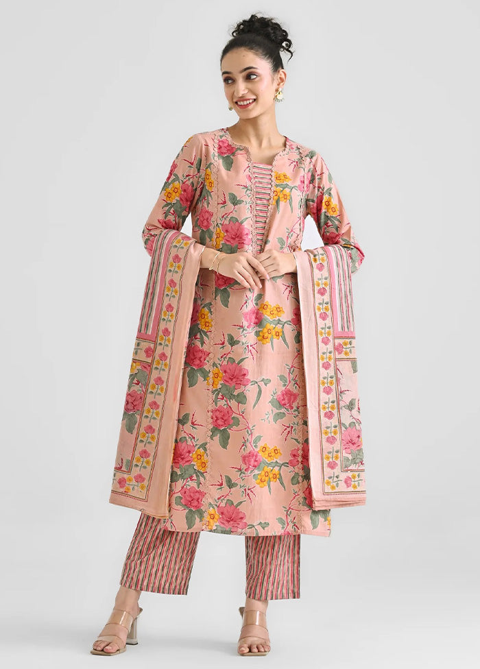 3 Pc Peach Readymade Rayon Dupatta Suit Set Free Shipping Deals