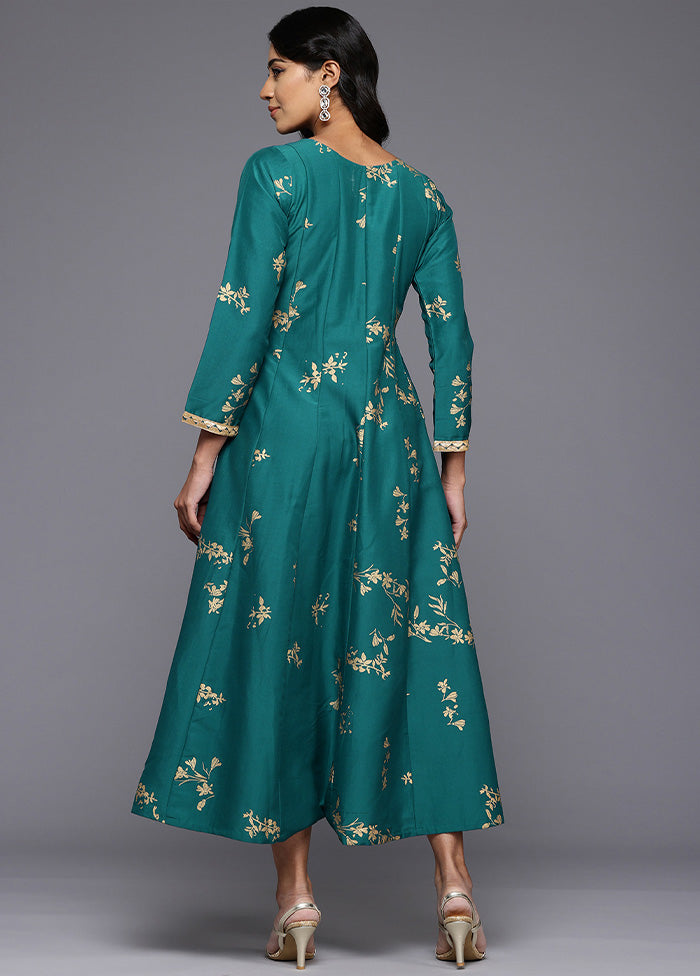 Green Readymade Silk Indian Dress Sale Outlet