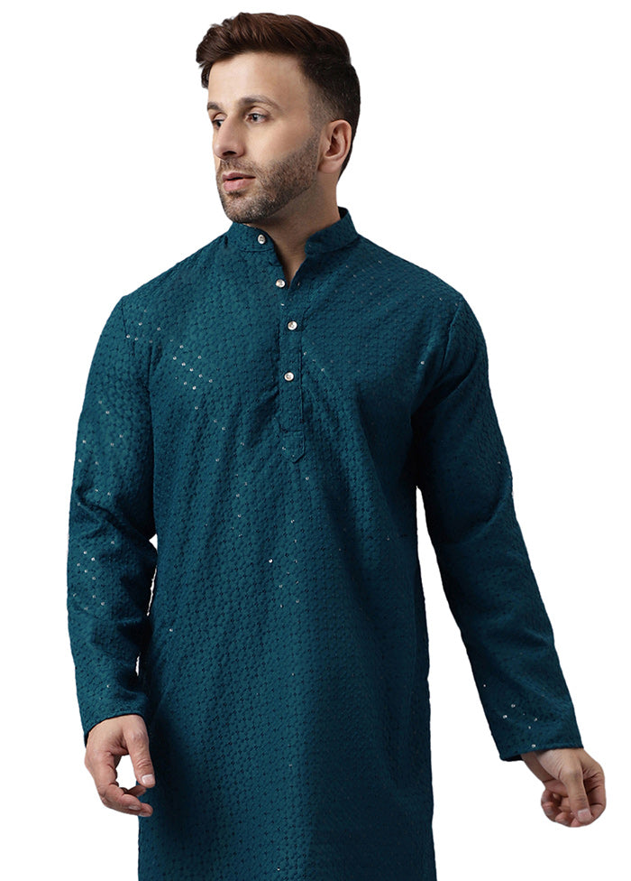 Green Silk Embroidered Kurta Free Shipping Huge Surprise