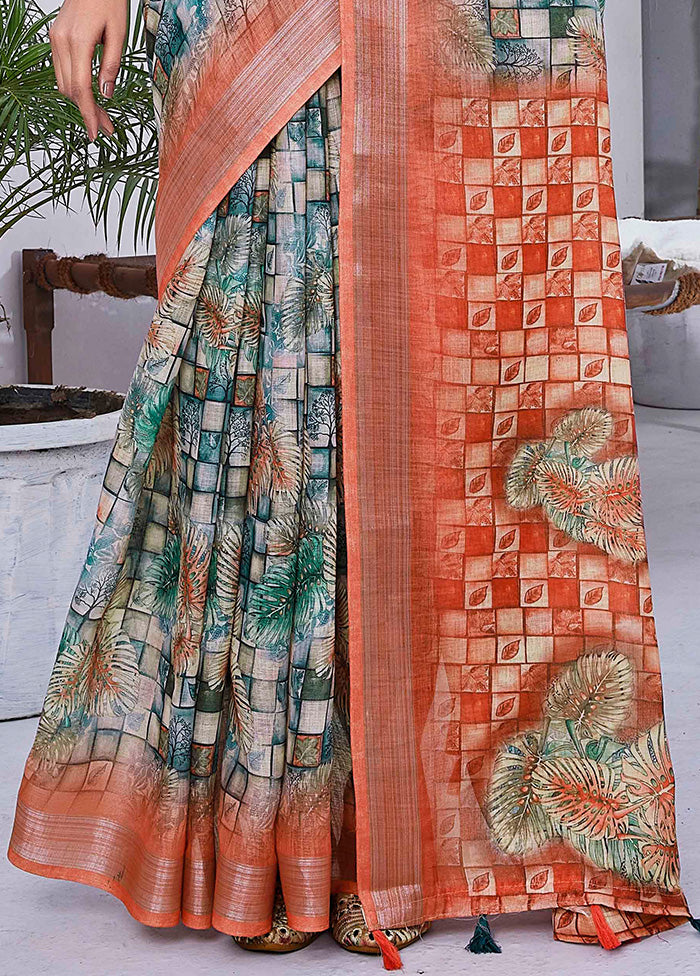 Multicolor Linen Silk Saree With Blouse Piece Low Cost Cheap Pice