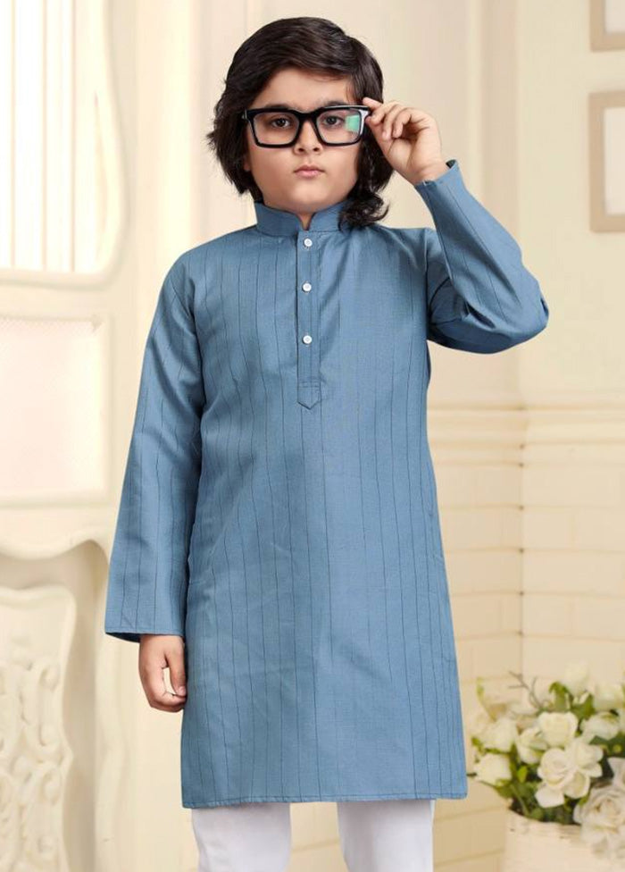 Sky Blue Pure Cotton Kurta Pajama Set Huge Surprise Cheap Online