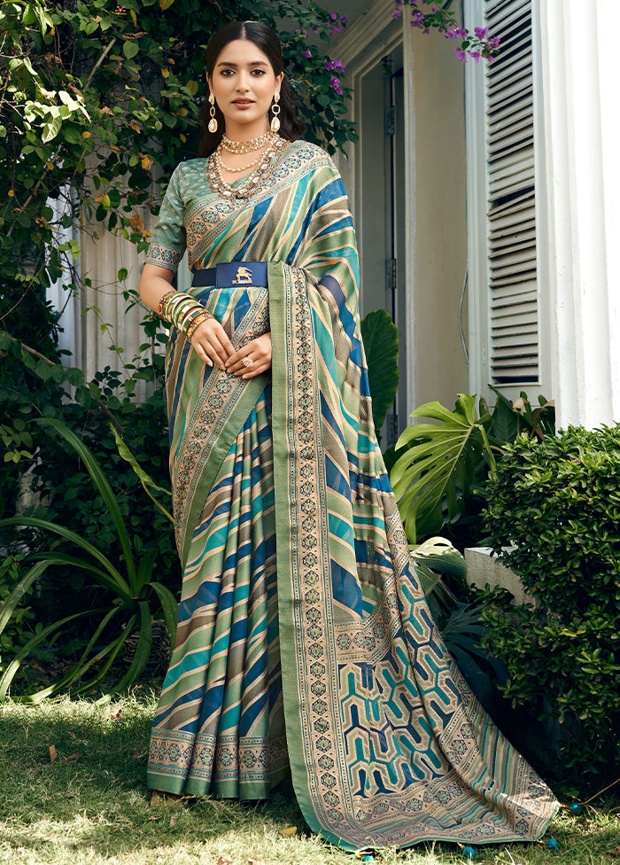 Blue Georgette Saree With Blouse Piece 100% Guaranteed