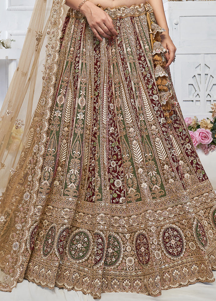 3 Pc Mustard Net Semi Stitched Lehenga Set Cheap Wiki