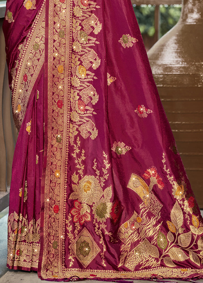 Magenta Dupion Silk Saree With Blouse Piece With Paypal Cheap Pice