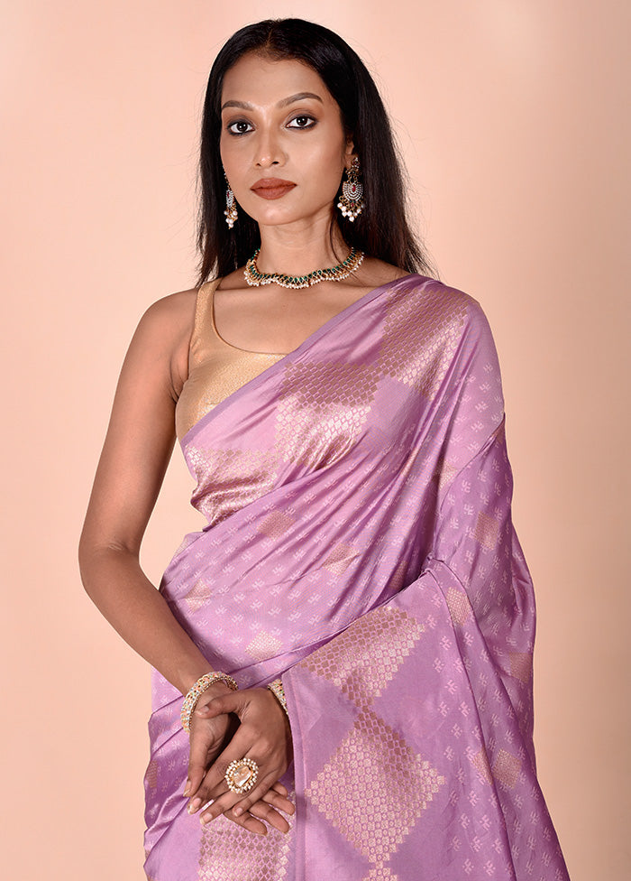 Purple Kora Silk Saree With Blouse Piece Cheap Sale 2025 New