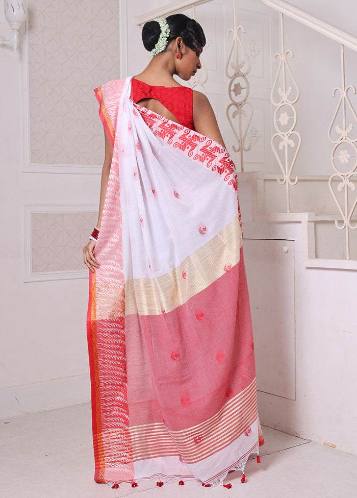 White Cotton Saree With Blouse Piece Big Sale Sale Online