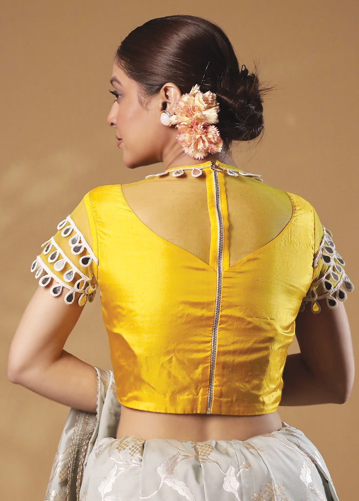 Yellow Pure Silk Designer Blouse Discount Low Shipping Fee