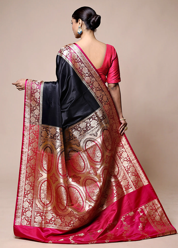 Black Banarasi Silk Saree With Blouse Piece Discount Tumblr