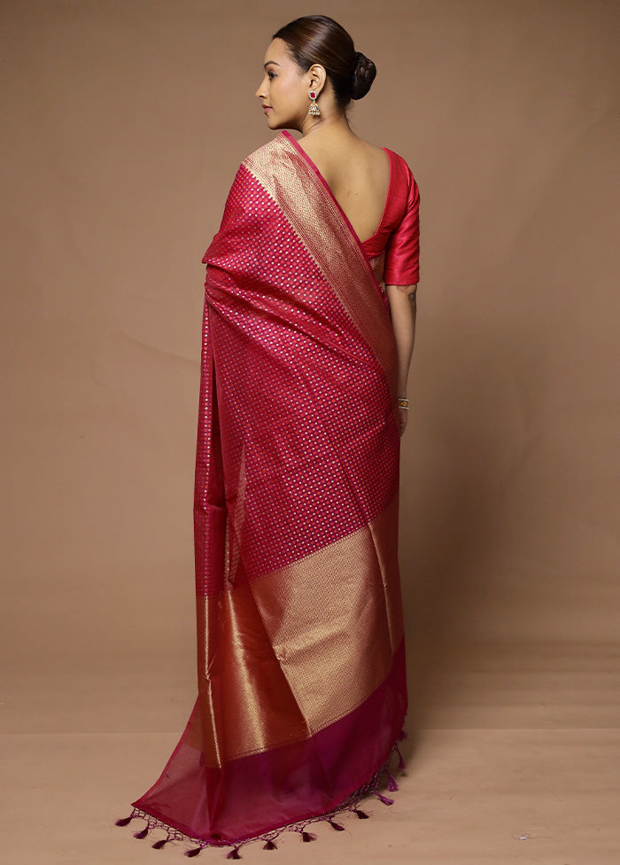 Pink Kora Silk Saree With Blouse Piece Clearance Cheap Real