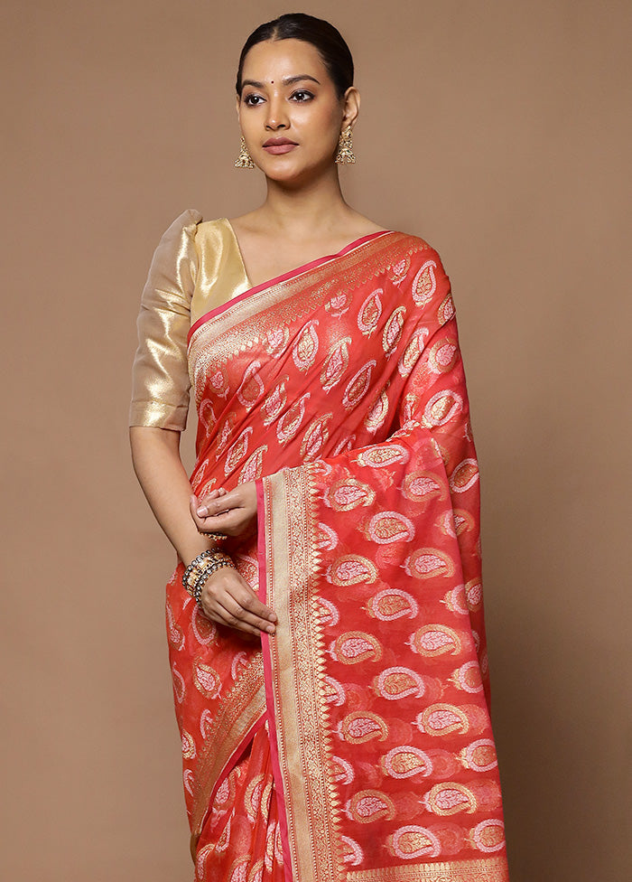 Pink Kora Silk Saree With Blouse Piece Reliable