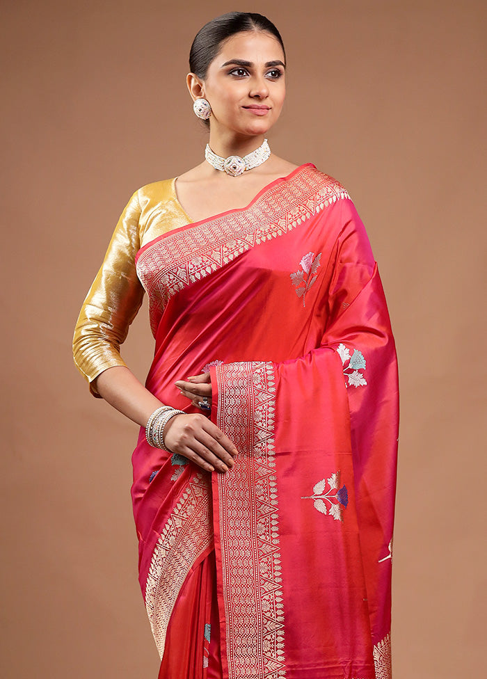 Pink Handloom Katan Pure Silk Saree With Blouse Piece Free Shipping Get To Buy