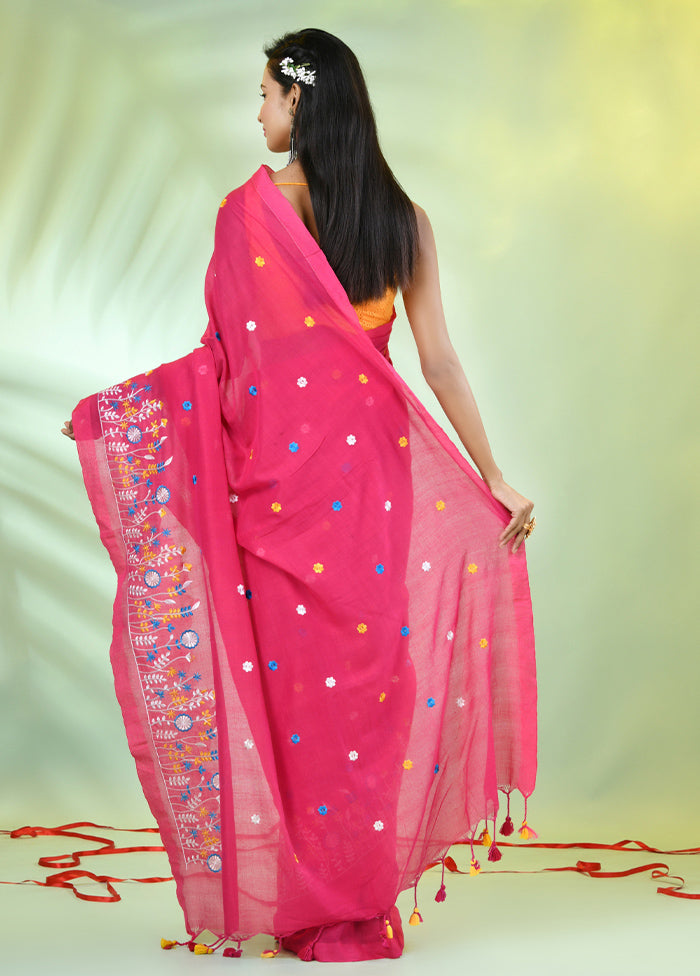 Pink Cotton Saree With Blouse Piece Discount Professional