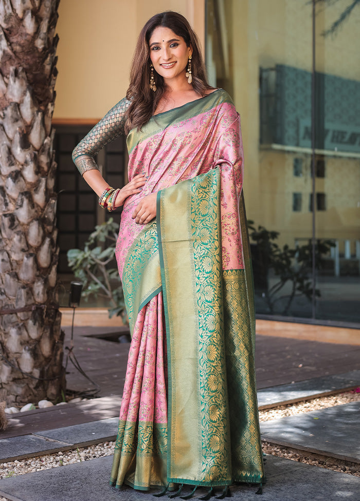 Baby Pink Spun Silk Saree With Blouse Piece New Online