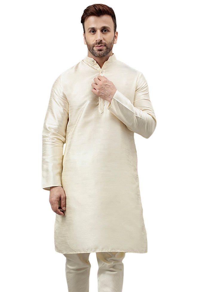 Off White Dupion Silk Solid Kurta Cheap Newest