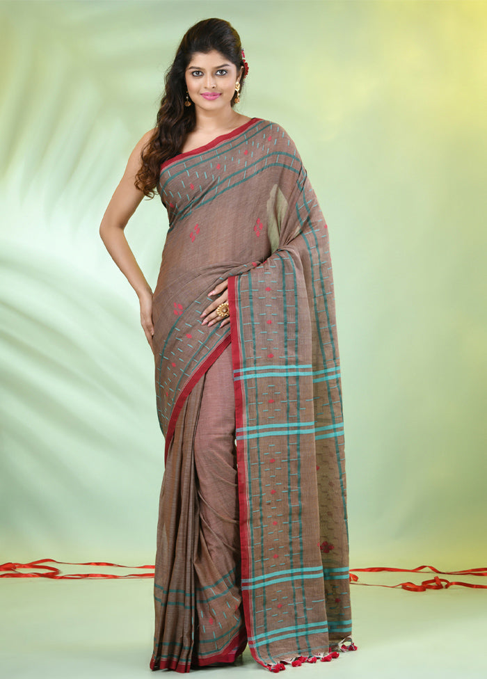 Beige Pure Cotton Saree With Blouse Piece Clearance Recommend