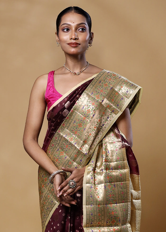 Maroon Handloom Dupion Pure Silk Saree With Blouse Piece Manchester Great Sale Cheap Online