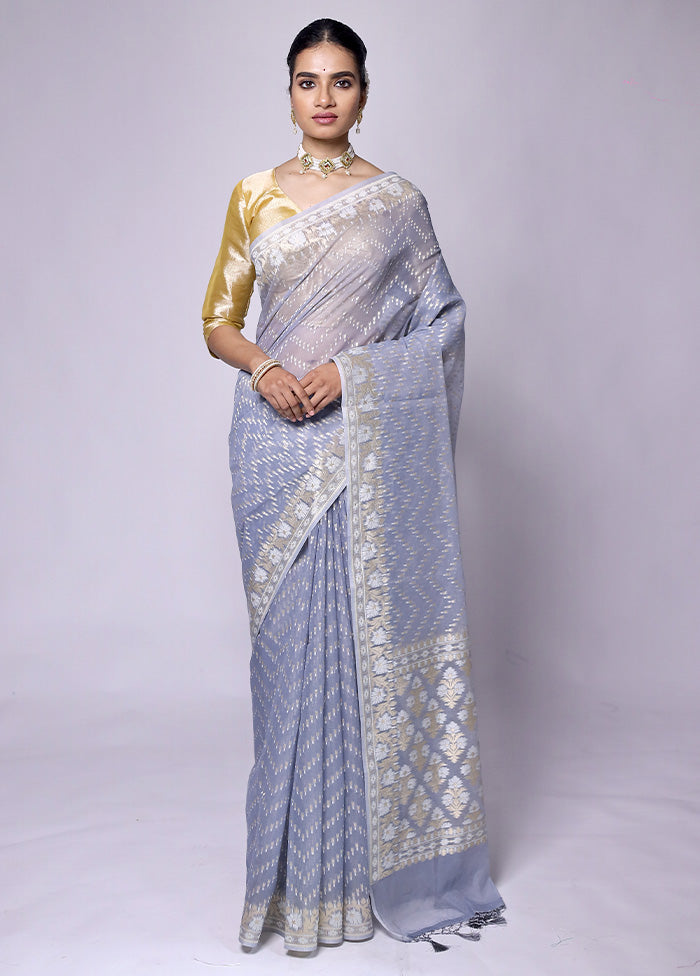 Grey Kora Silk Saree With Blouse Piece Buy Cheap Tumblr