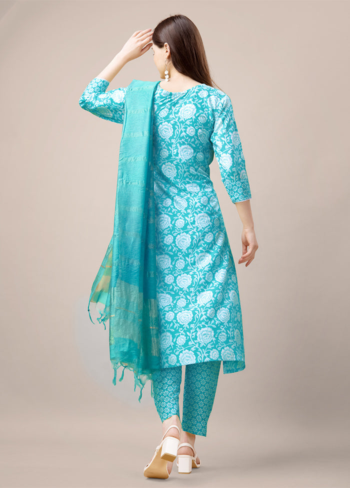 3 Pc Sky Blue Readymade Rayon Suit Set Best Place