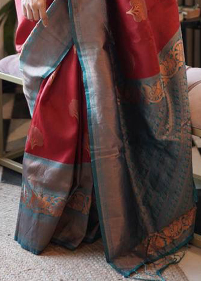 Maroon Banarasi Silk Saree With Blouse Piece Outlet Websites