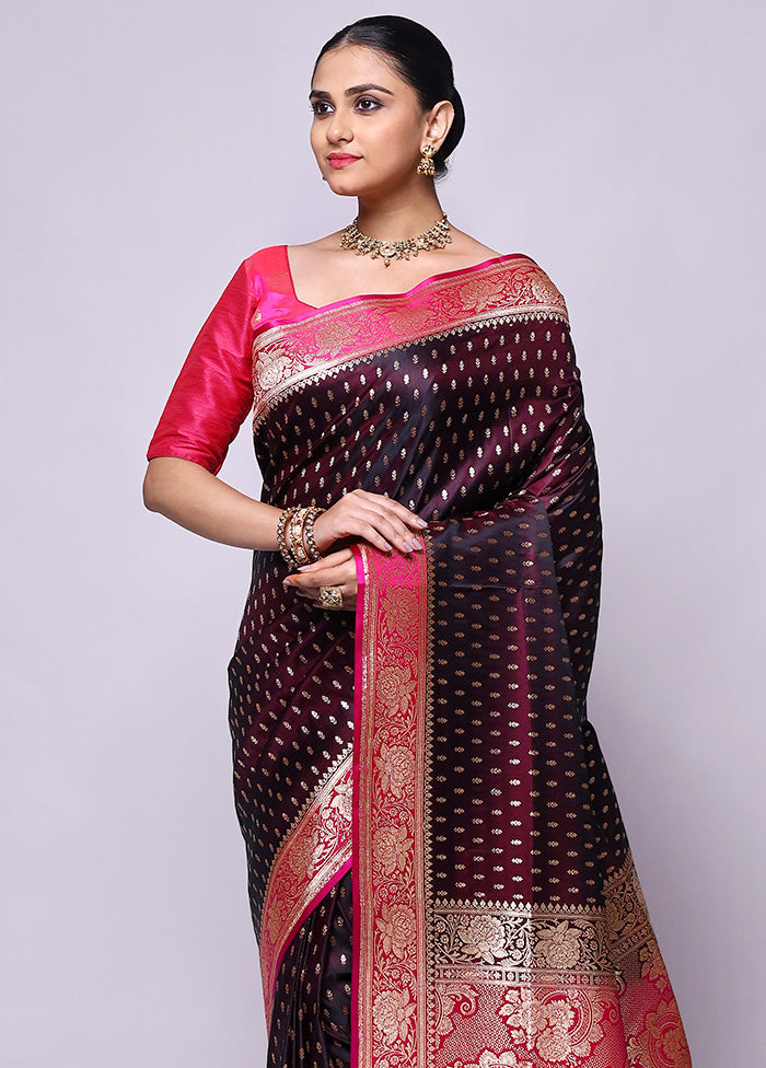 Wine Banarasi Silk Saree With Blouse Piece Sale Nicekicks