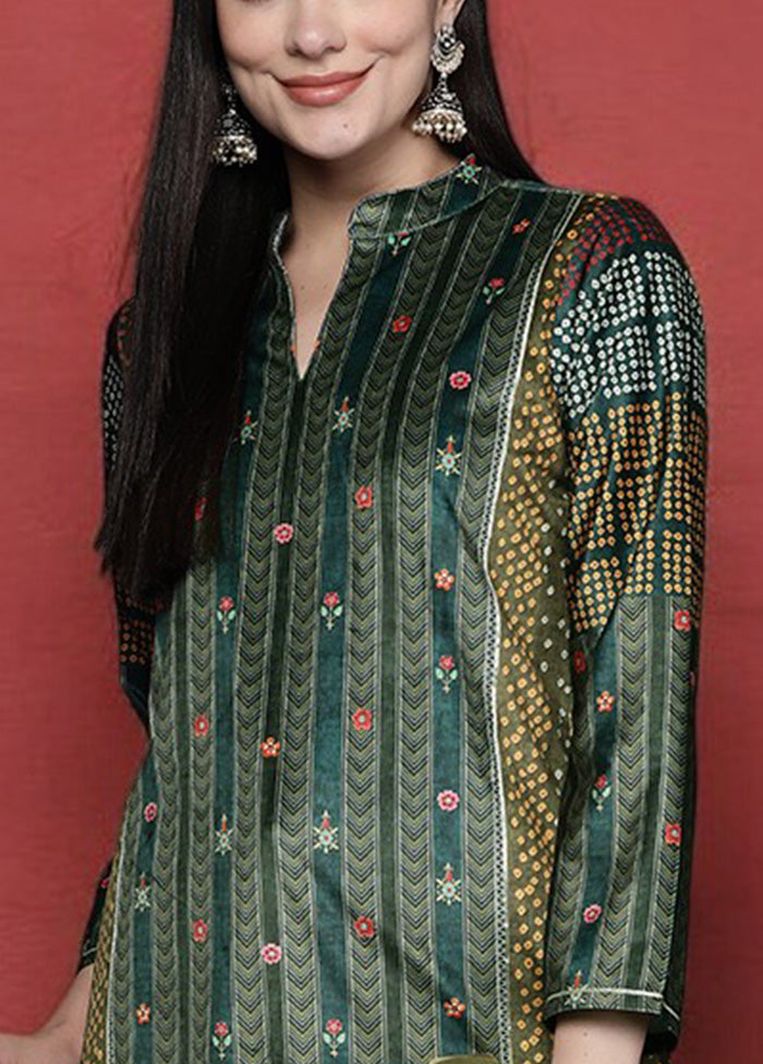 Green Readymade Velvet Kurti Sale Free Shipping