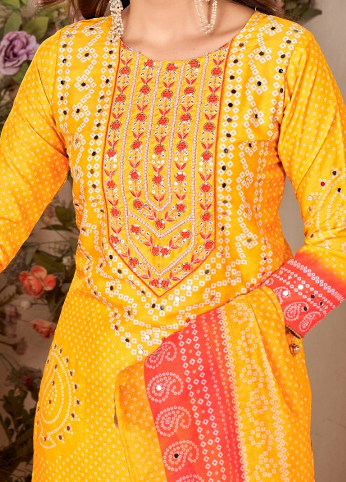 3 Pc Multicolor Readymade Silk Suit Set Get To Buy