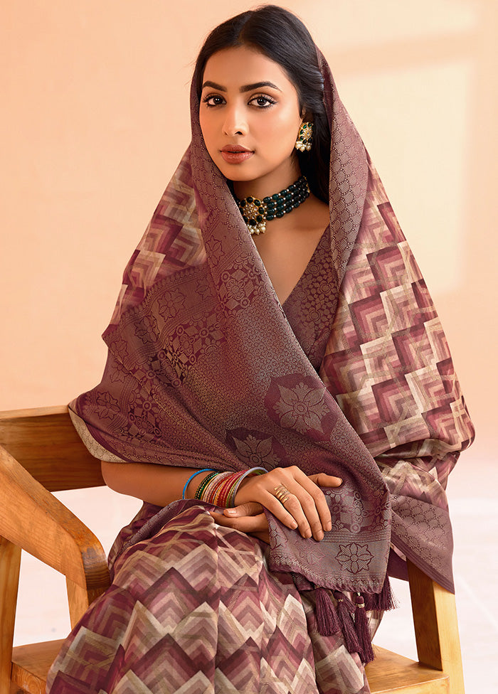 Brown Organza Saree With Blouse Piece For Nice Online