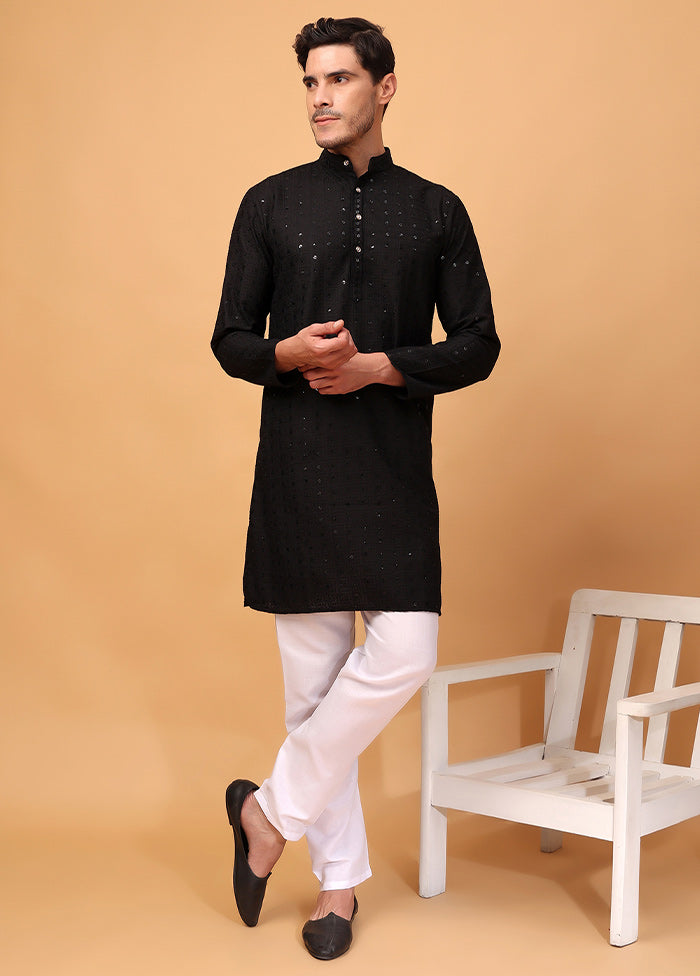 2 Pc Black Viscose Kurta Pajama Set Great Deals Sale Online