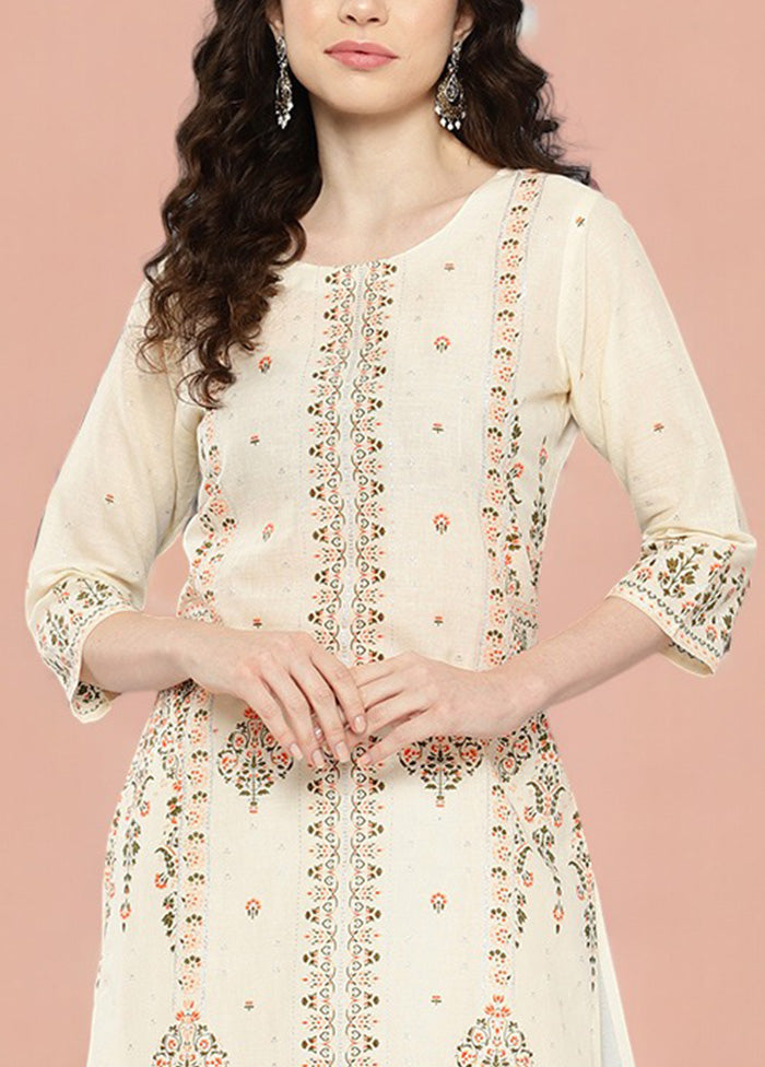 Off White Pure Readymade Cotton Kurti Online