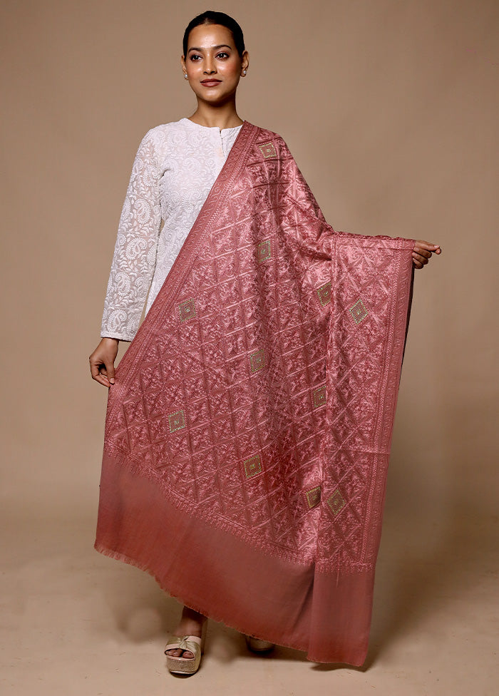 Peach Butta Work With Zari Woven Border Shawl Fashionable For Sale