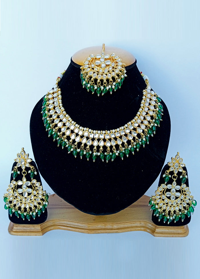 Green Alloy Cz Stone Jewellery Set Discount Great Deals