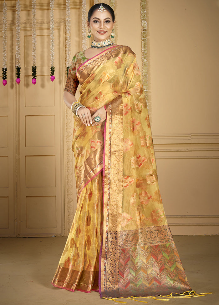 Beige Organza Saree With Blouse Piece Discount Footaction