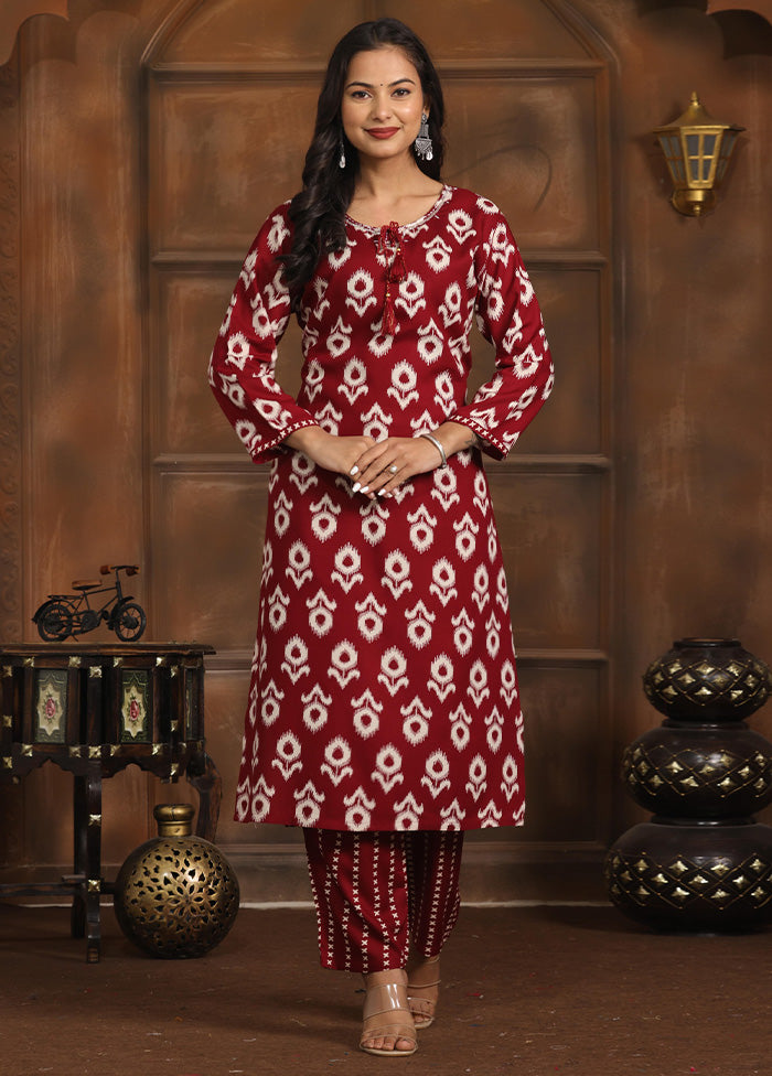 2 Pc Maroon Readymade Rayon Kurti Set Free Shipping The Cheapest