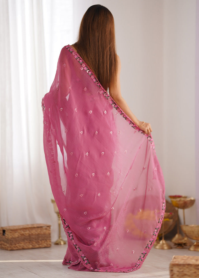 Pink Spun Silk Saree With Blouse Piece Shop For Online