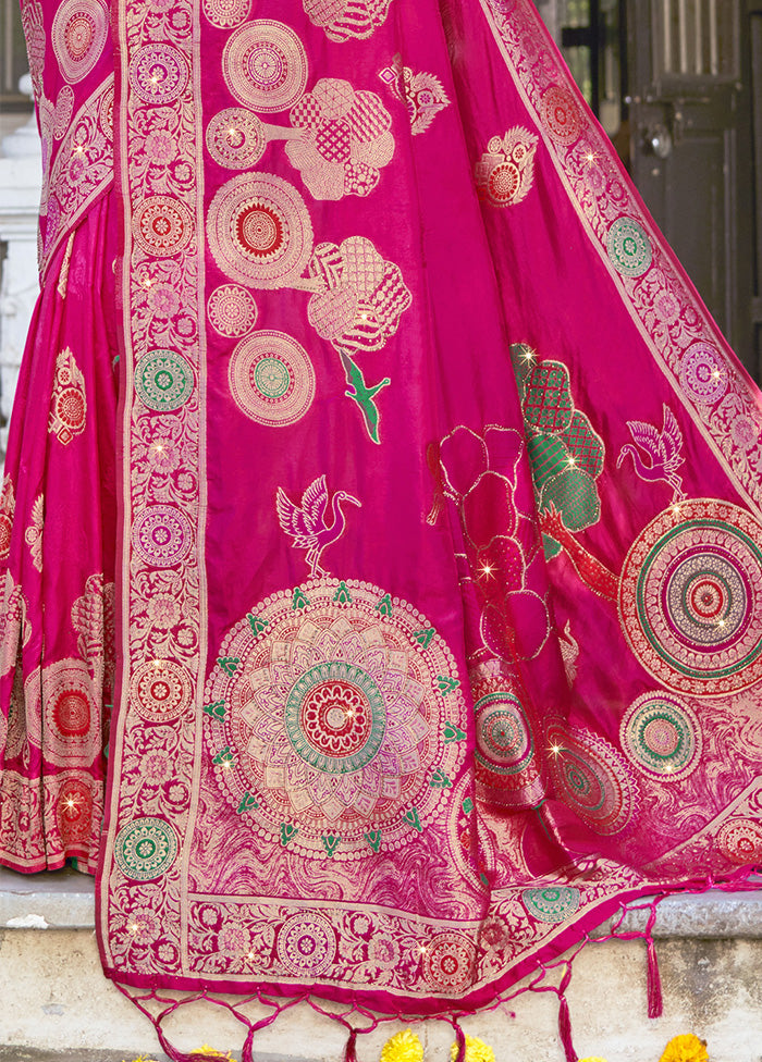 Pink Spun Silk Saree With Blouse Piece Exclusive Online