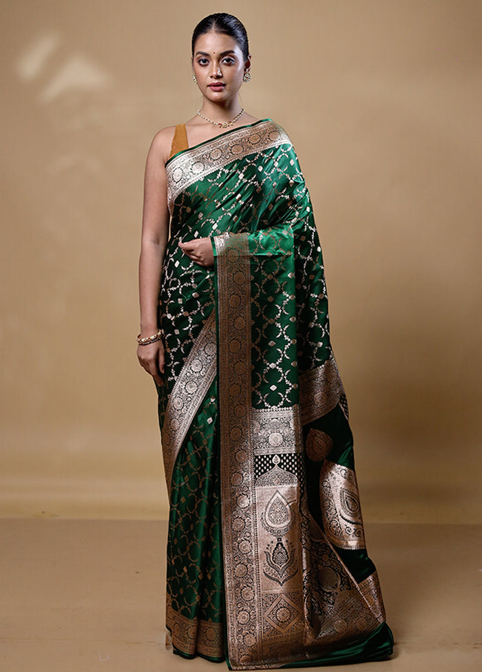 Green Banarasi Silk Saree With Blouse Piece Outlet Largest Supplier