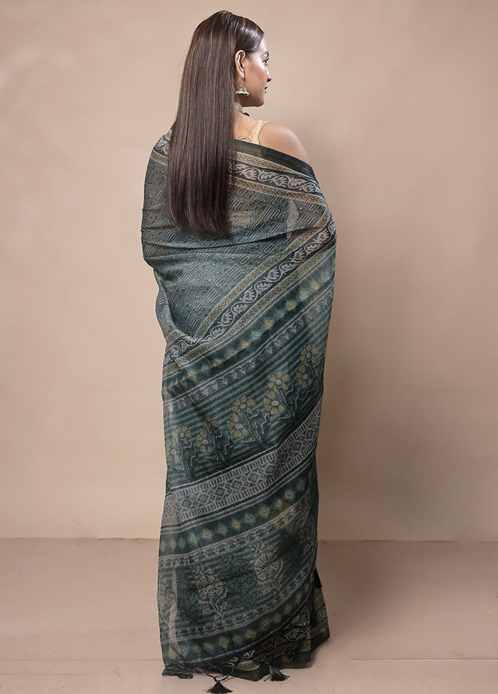 Green Dupion Silk Saree With Blouse Piece Buy Cheap Free Shipping