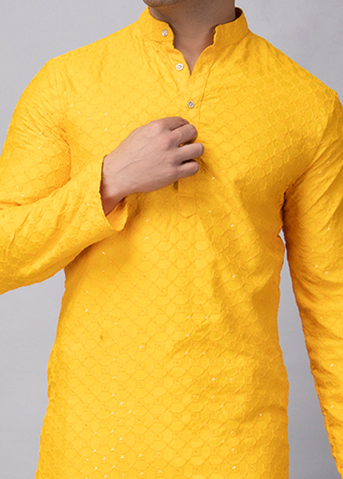 2 Pc Yellow Viscose Kurta Pajama Set Cheap Pick A Best