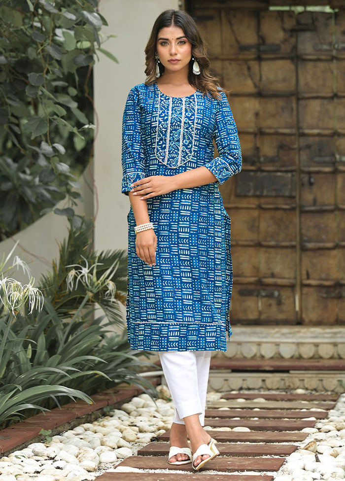 2 Pc Blue Readymade Cotton Kurti Set Cheap Footlocker