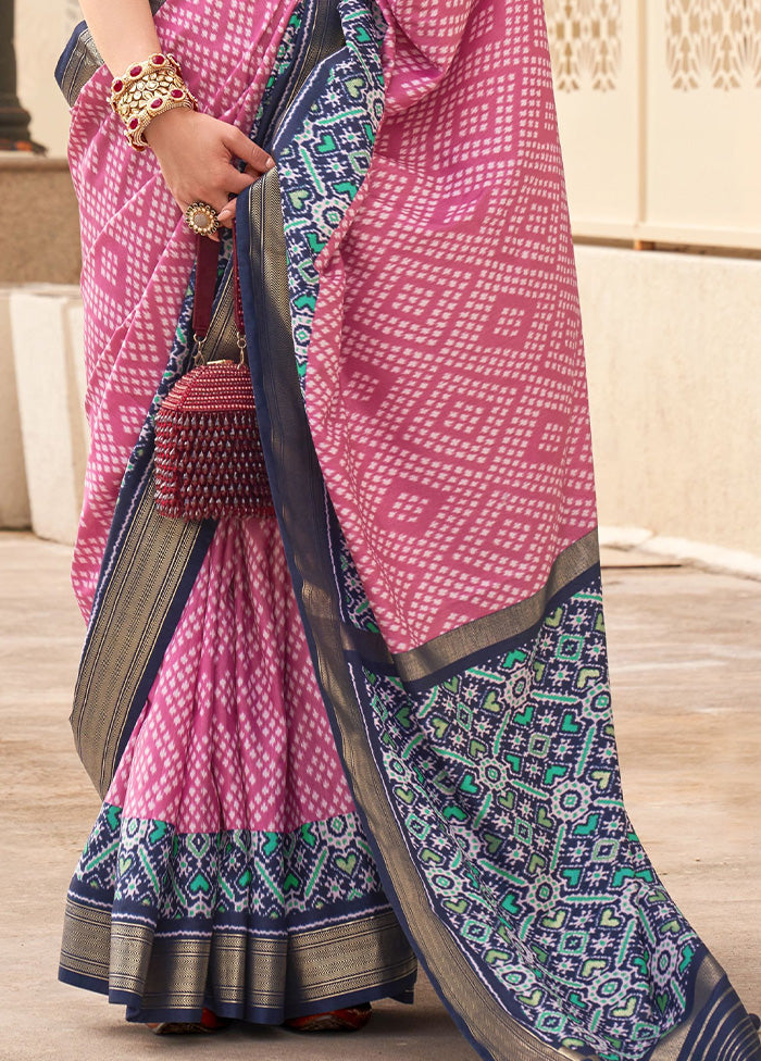 Pink Dupion Silk Saree With Blouse Piece Top Quality For Sale