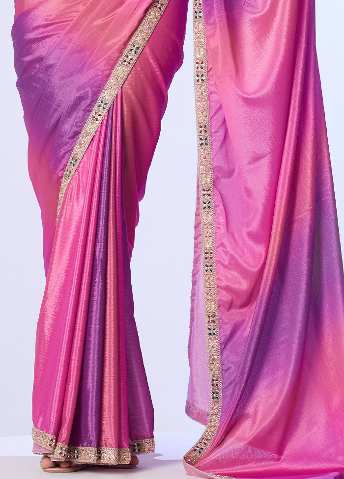 Pink Spun Silk Saree With Blouse Piece Marketable