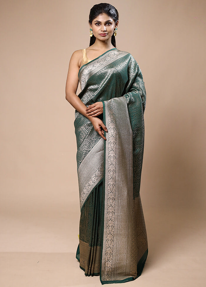 Green Dupion Silk Saree With Blouse Piece Outlet Countdown Package