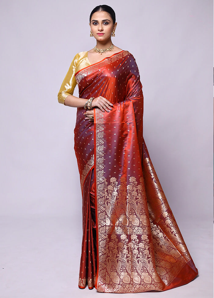 Maroon Banarasi Silk Saree With Blouse Piece Pay With Paypal Cheap Pice